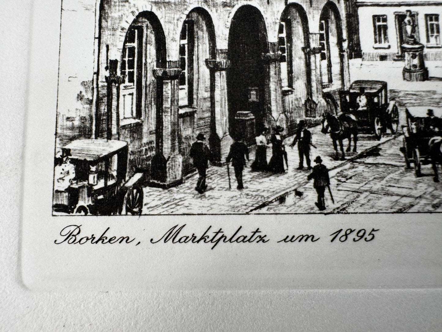 * HEINZ WEHLISCH RADIERUNG BORKEN MARKTPLATZ UM 1895 ANSICHT