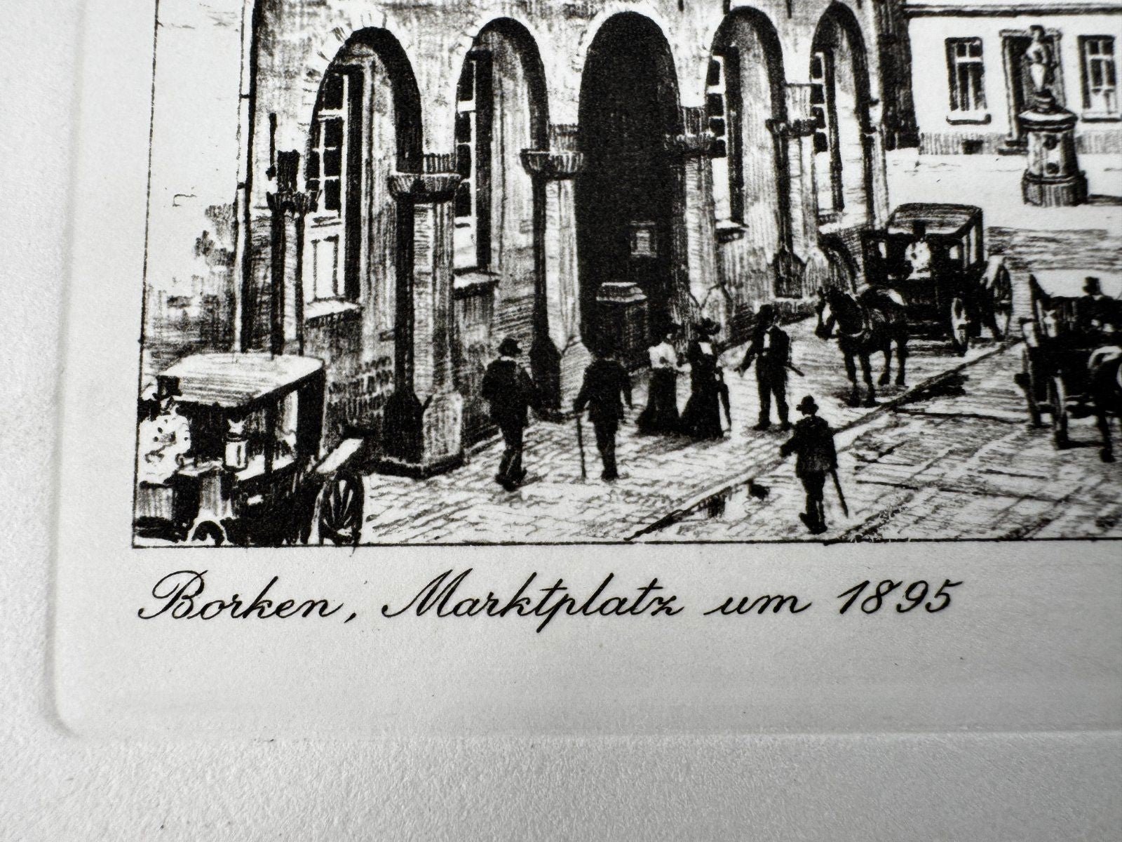 * HEINZ WEHLISCH RADIERUNG BORKEN MARKTPLATZ UM 1895 ANSICHT