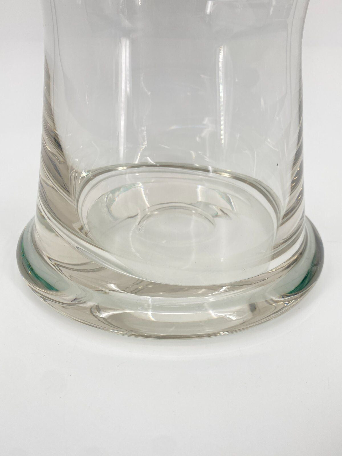 * SEKTKÜHLER VASE SCHALE GLAS HANDGEMACHT SPIRALE TÜRKIS ZYLINDER VINTAGE MUND