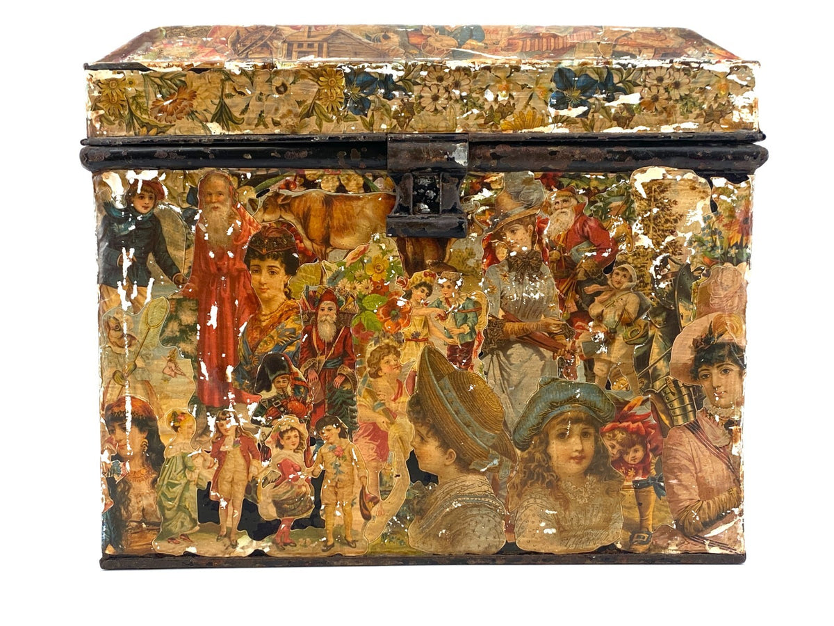*METALL KISTE BOX BLECH ANTIK VINTAGE GROSS AUFBEWAHRUNG DECOUPAGE COLLAGE