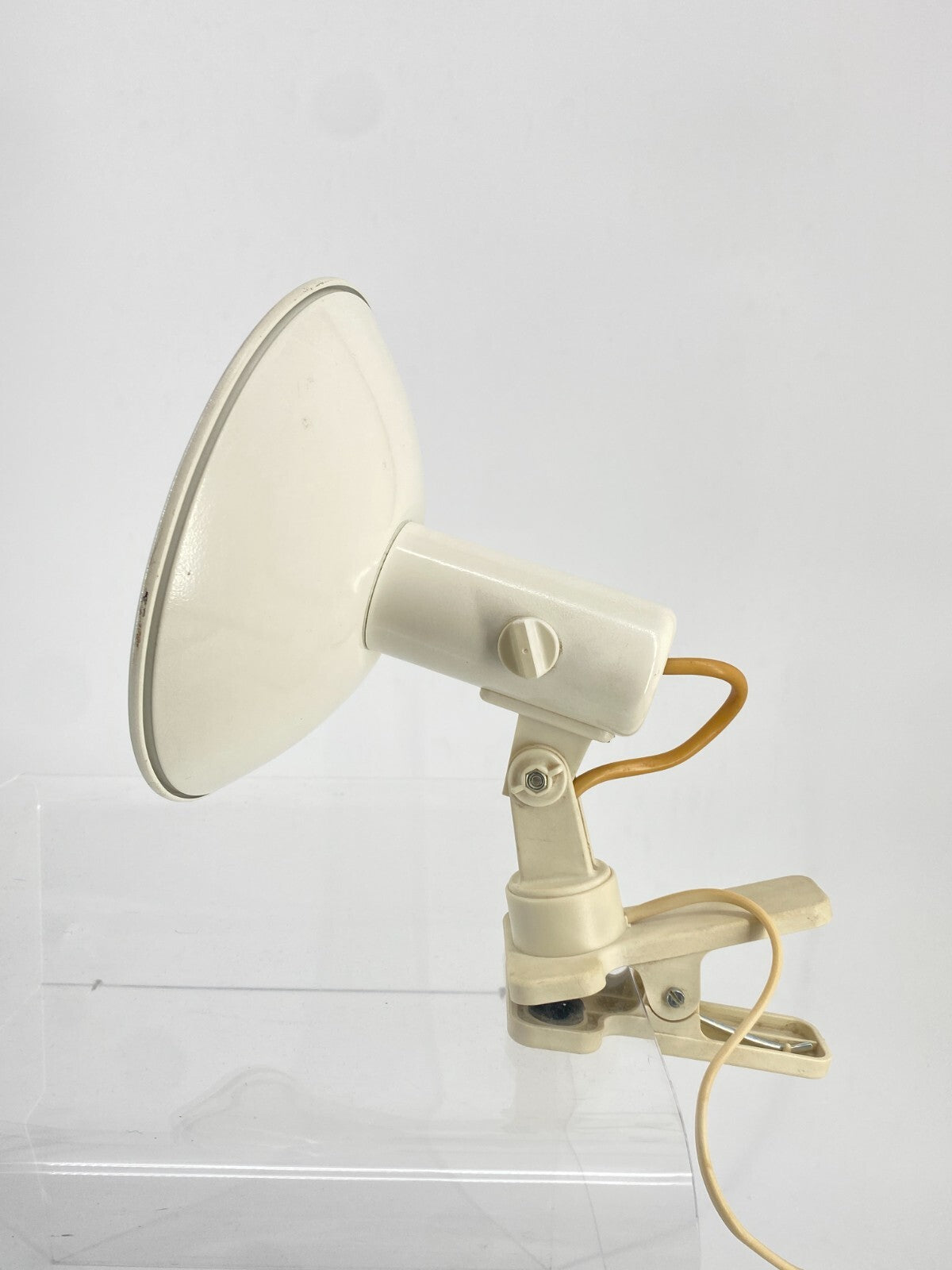 * KLEMMLAMPE SPOT CREME WEIß CHROM FACETTIERT VINTAGE 60ER 70ER
