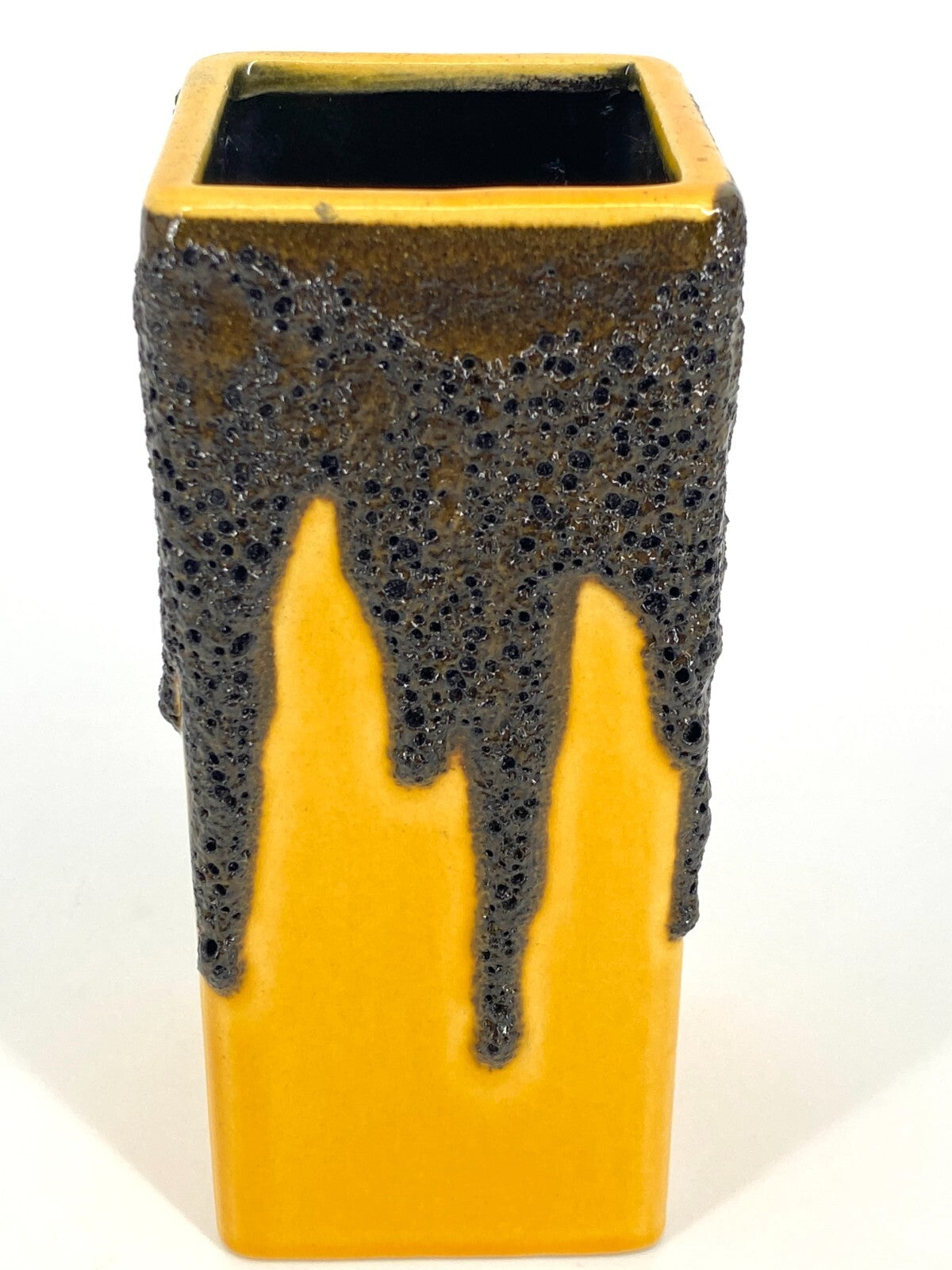 * VASE FOHR KERAMIK LAVA GLASUR GELB 70ER WEST DEUTSCHLAND BLUMENVASE SAMMLER