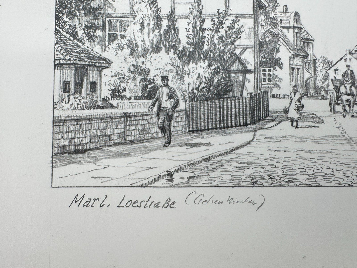 * HEINZ WEHLISCH ZEICHNUNG MARL LOERSTRAßE GELSENKIRCHEN SIGNIERT