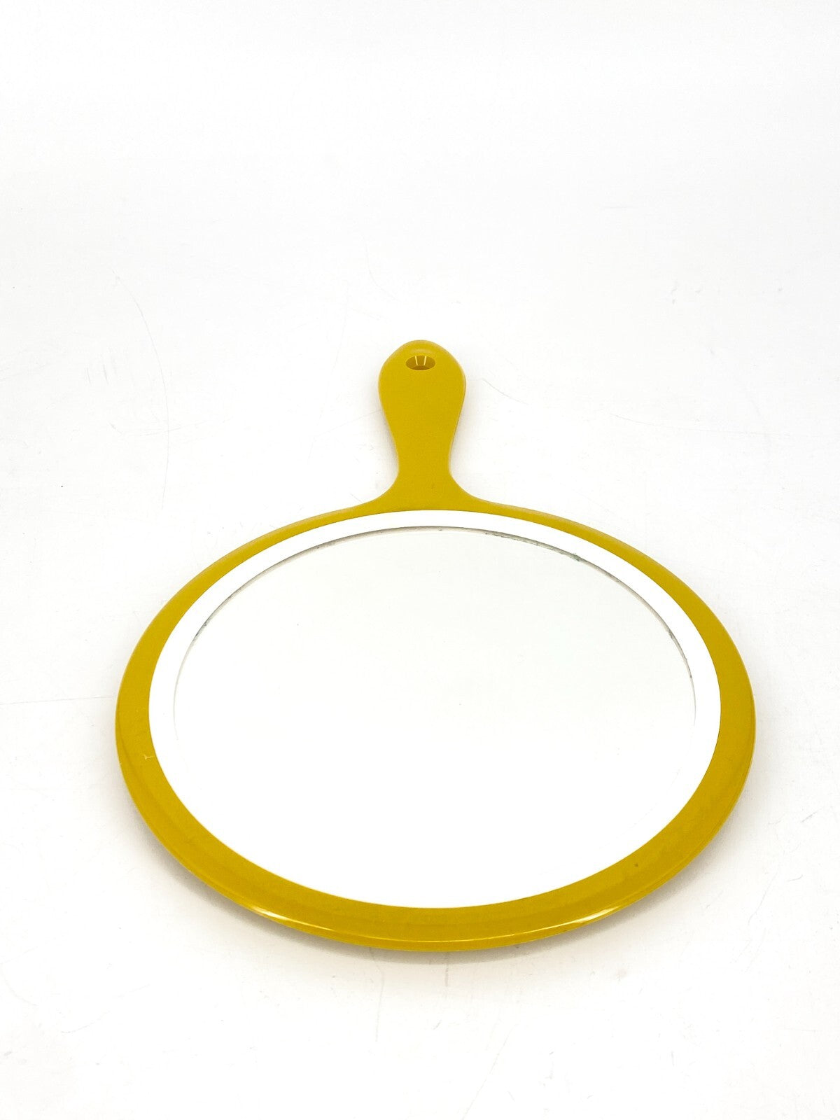 *HANDSPIEGEL  SCHMINKSPIEGEL KUNSTSTOFF GELB 1960ER 70ER VINTAGE MID CENTURY
