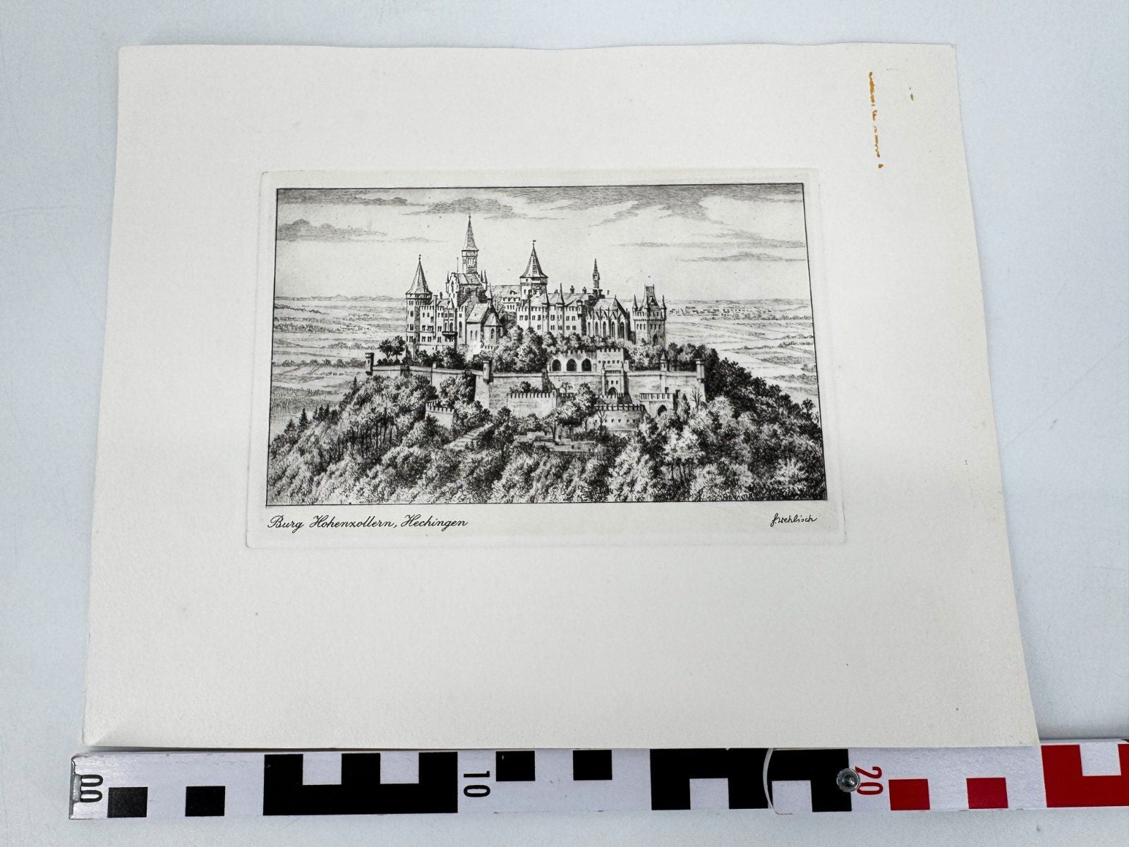 * HEINZ WEHLISCH RADIERUNG BURG HOHENZOLLERN HECHINGEN ANSICHT
