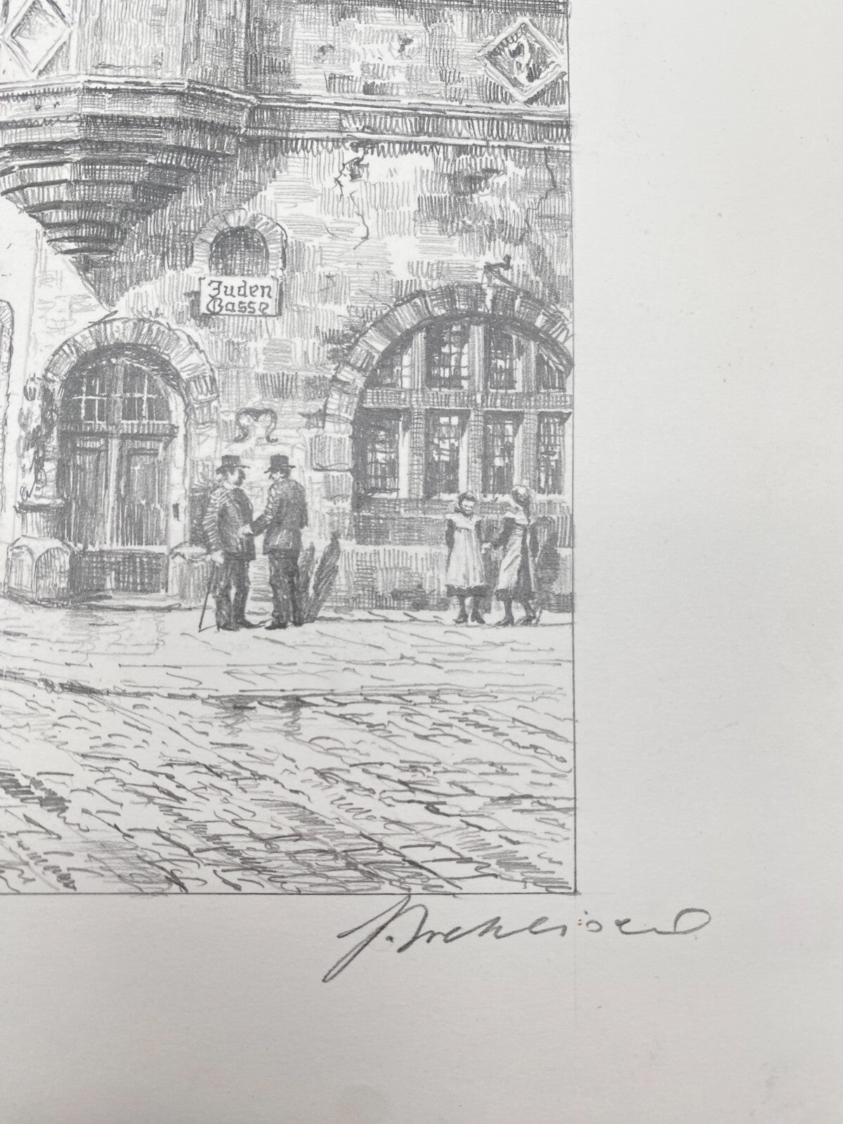 DEUTSCHER KÜNSTLER HEINZ WEHLISCH ZEICHNUNG BINGEN ALTES RATHAUS 1890 SIGNIERT