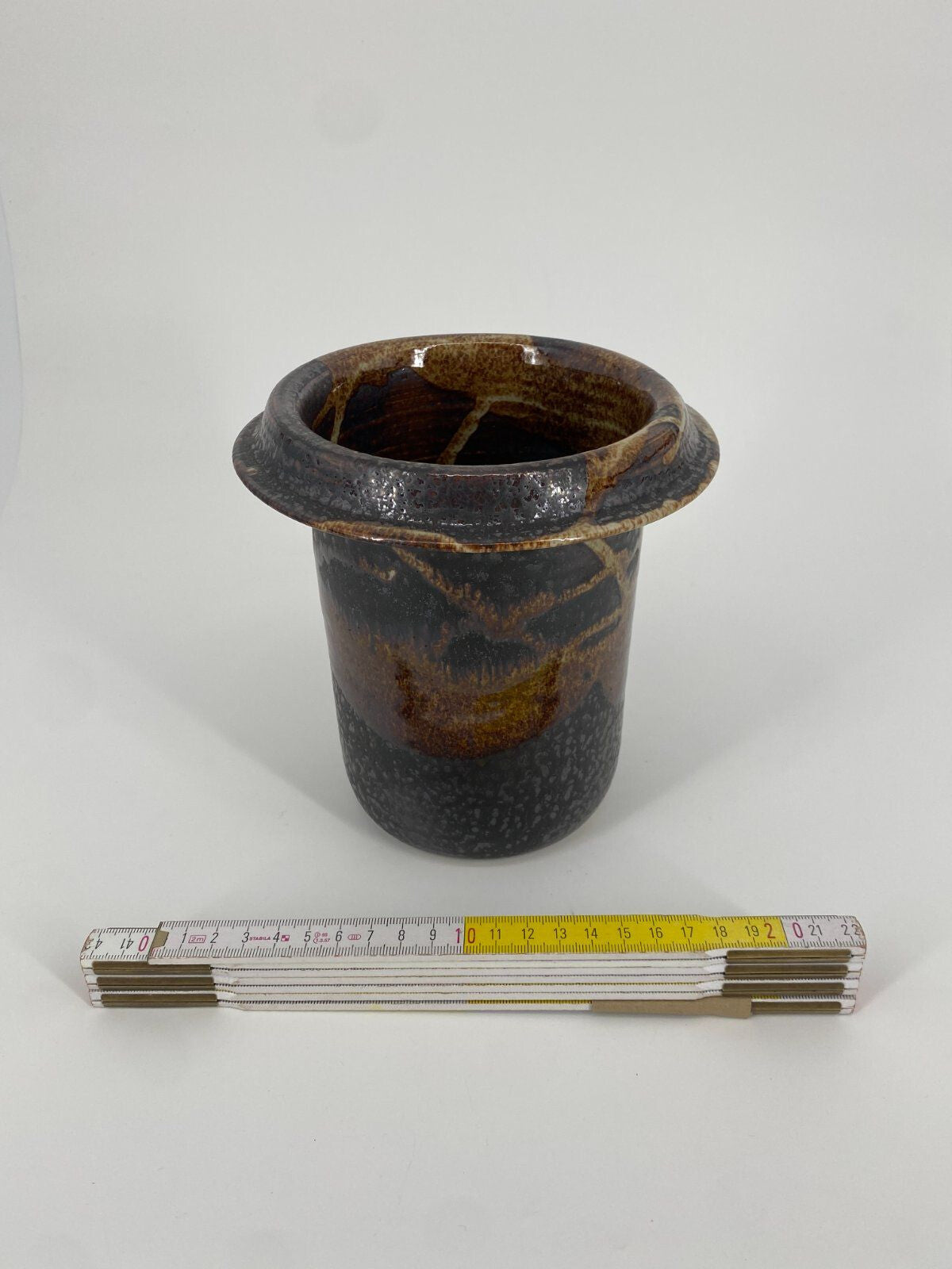 * TOPF VASE STUDIOKERAMIK RÖHRENVASE VINTAGE STEINZEUG BRAUN