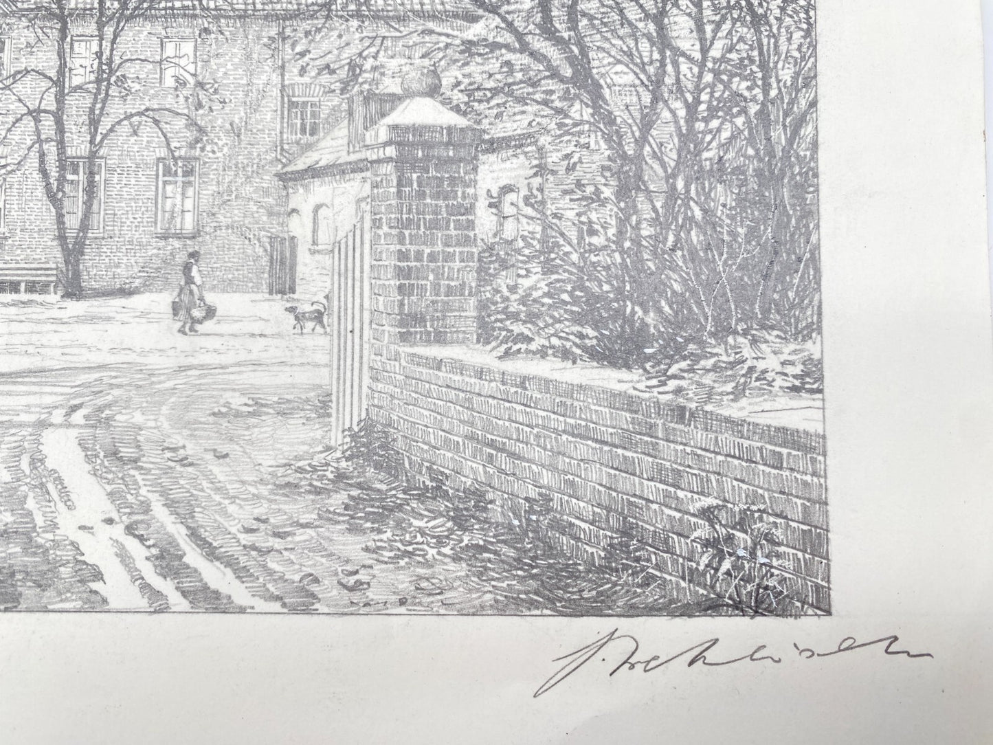 DEUTSCHER KÜNSTLER HEINZ WEHLISCH ZEICHNUNG HAUS LEUCHTERHOF MARL 1890 SIGNIERT