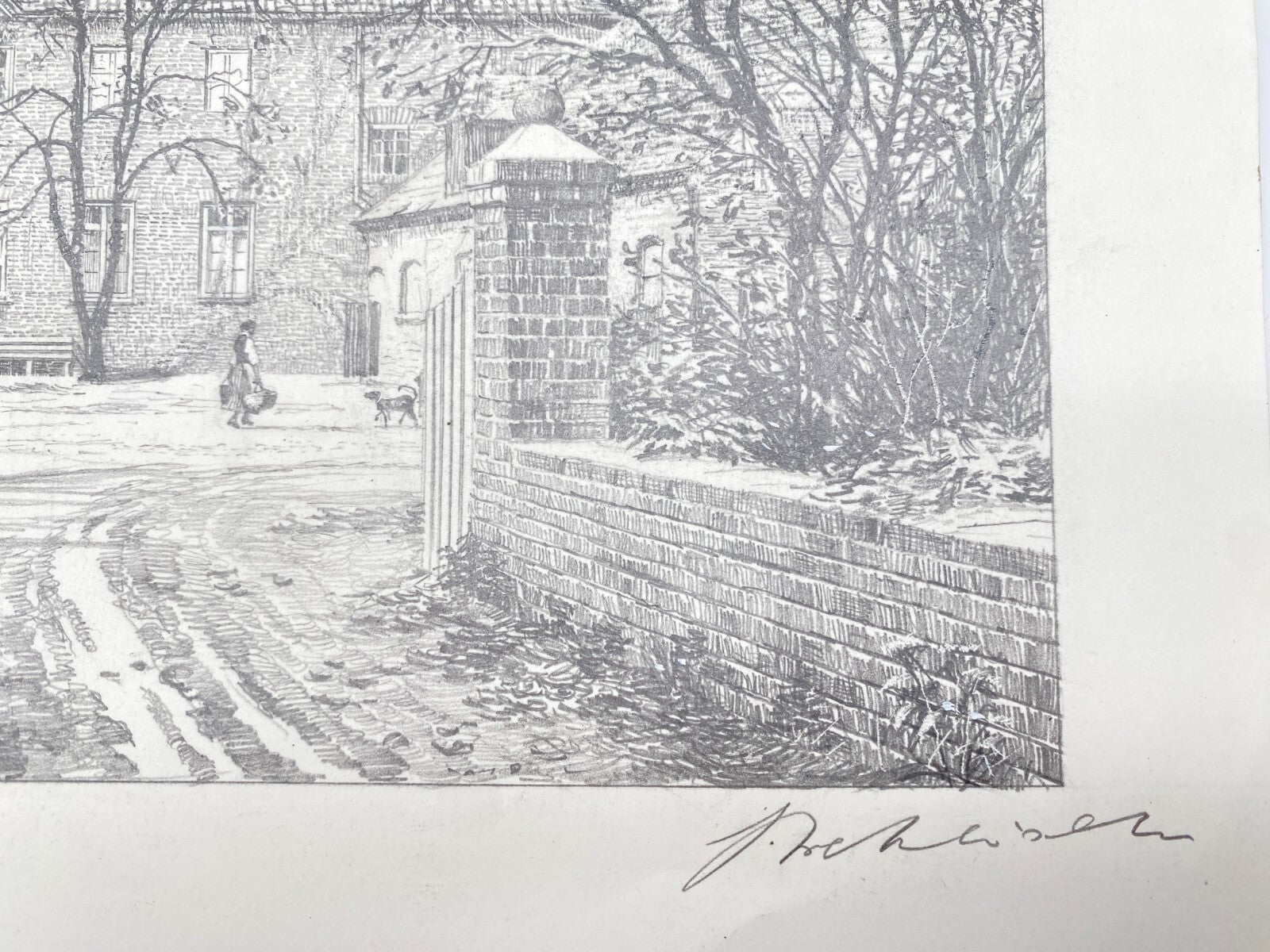 DEUTSCHER KÜNSTLER HEINZ WEHLISCH ZEICHNUNG HAUS LEUCHTERHOF MARL 1890 SIGNIERT