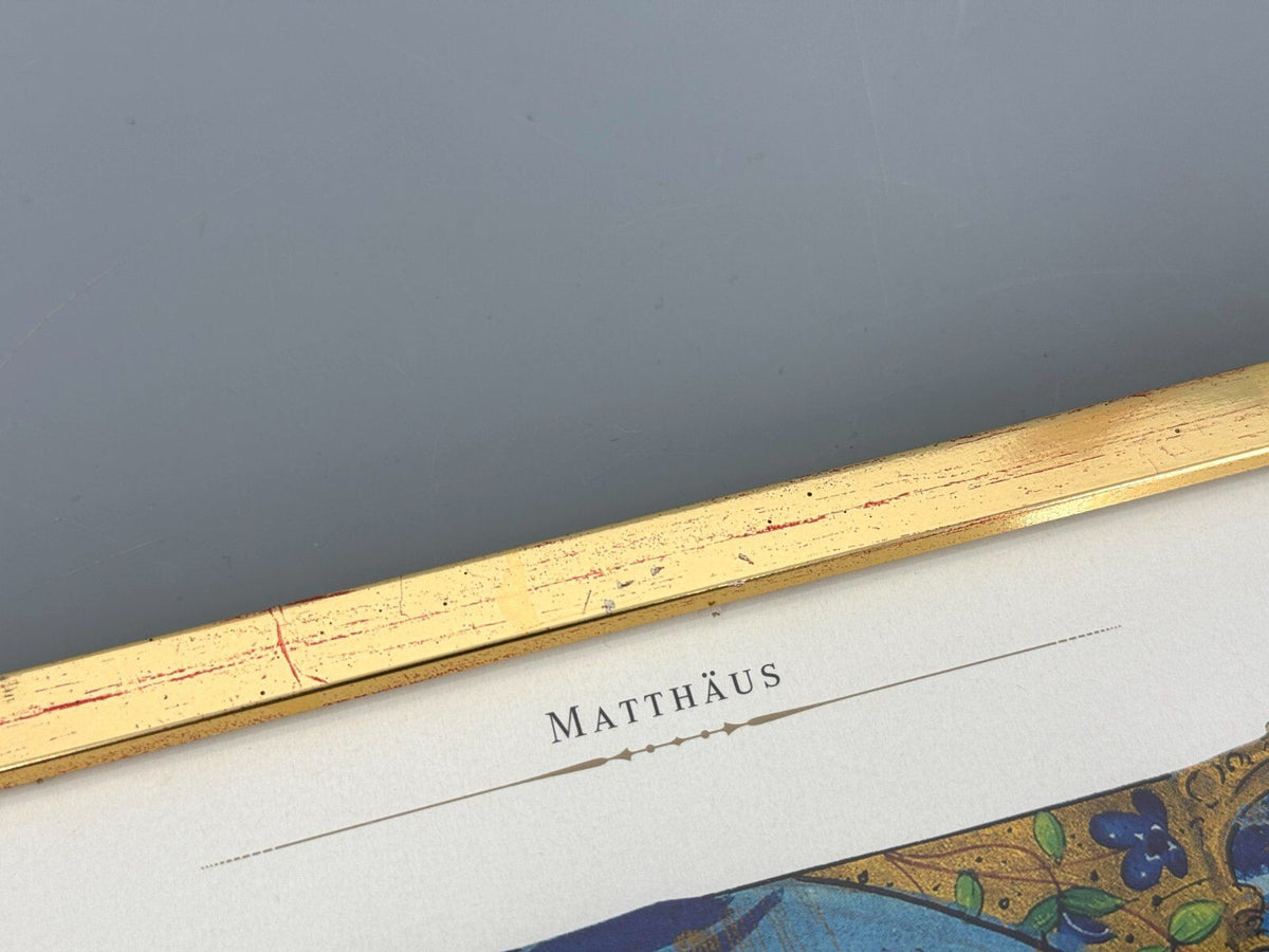 *2x KUNSTDRUCK BIBEL SCHÖPFUNG WELT GOLDFARBIG EVANGELIUM MATTHÄU