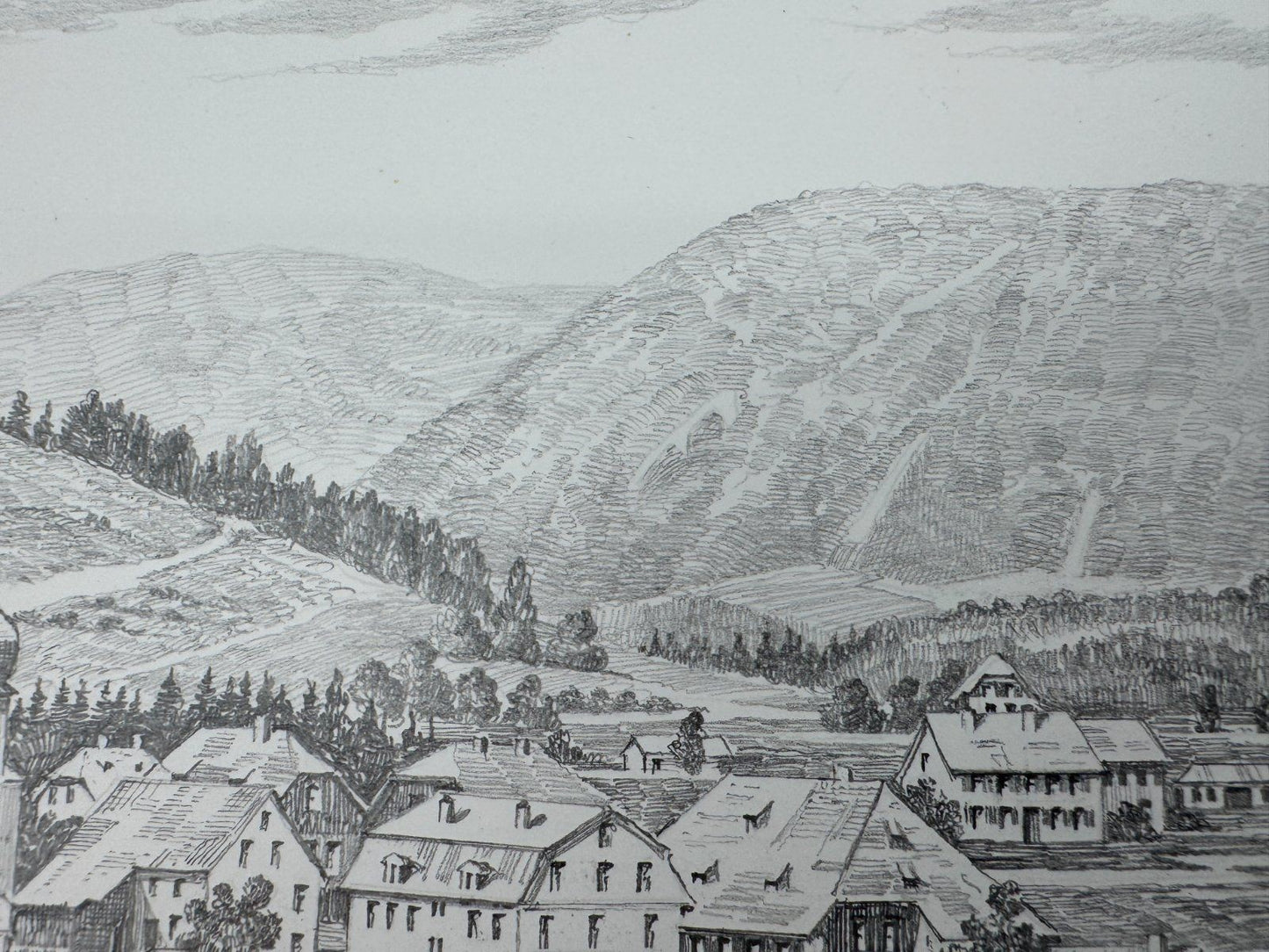 * HEINZ WEHLISCH ZEICHNUNG HINTERZARTEN UM 1890 ANSICHT SIGNIERT