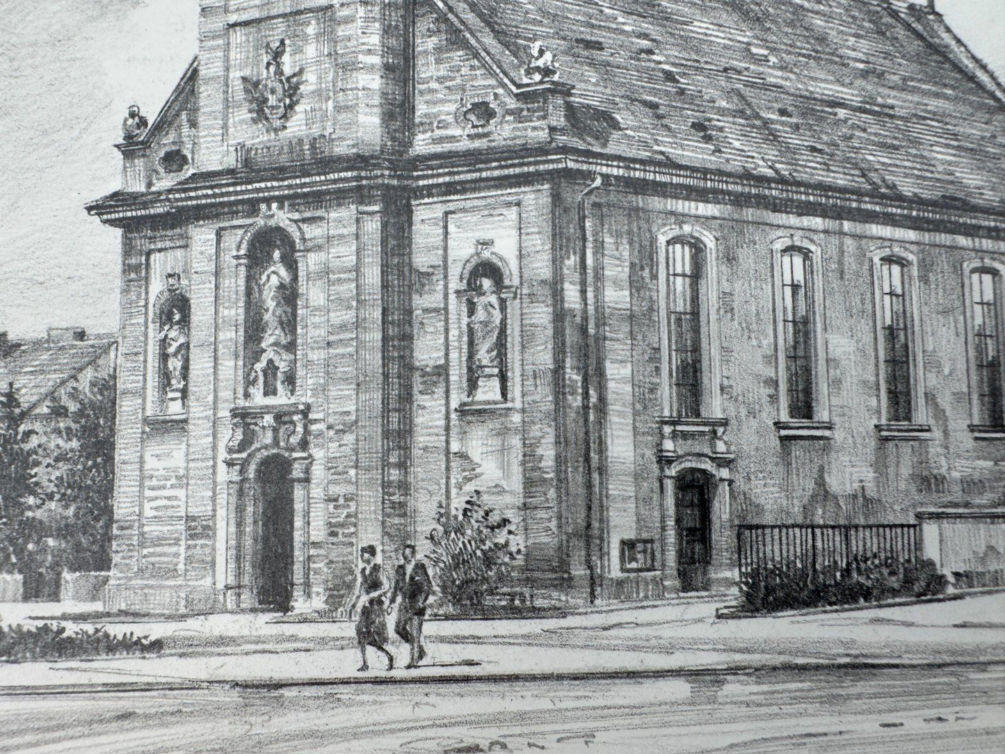 * HEINZ WEHLISCH ZEICHNUNG STOPFENHEIM KIRCHE ST AUGUSTINUS ANSIC