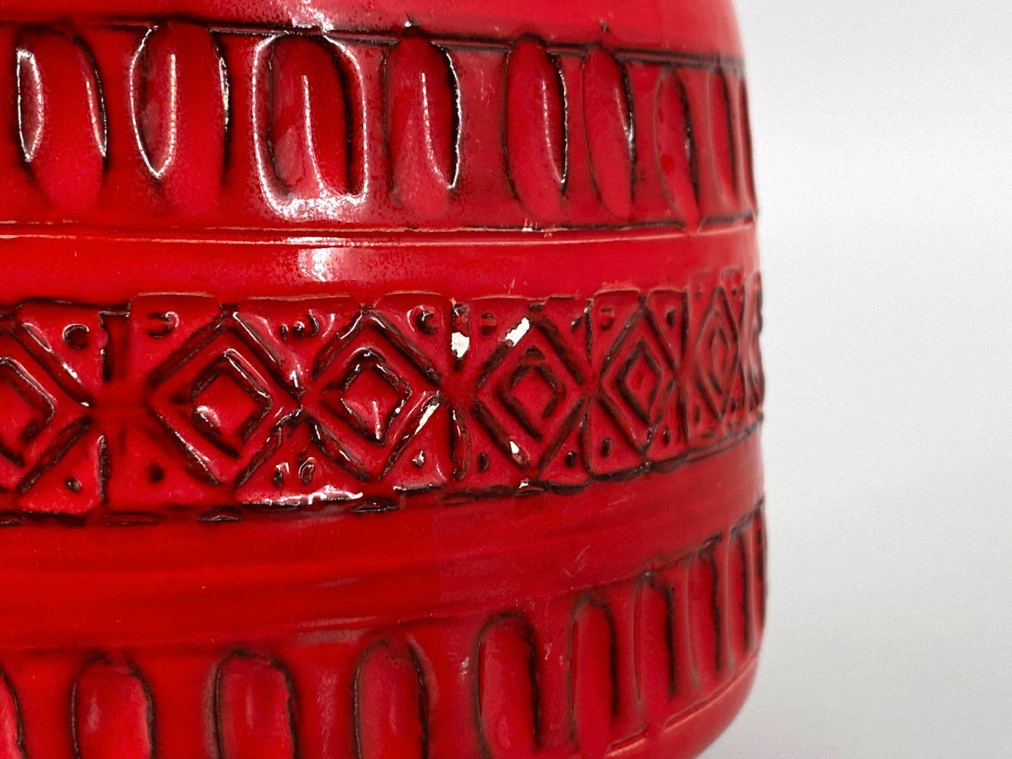 * VASE ITALY POTTERY BITOSSI LONDI ROT GEOMETRIE VINTAGE 60er