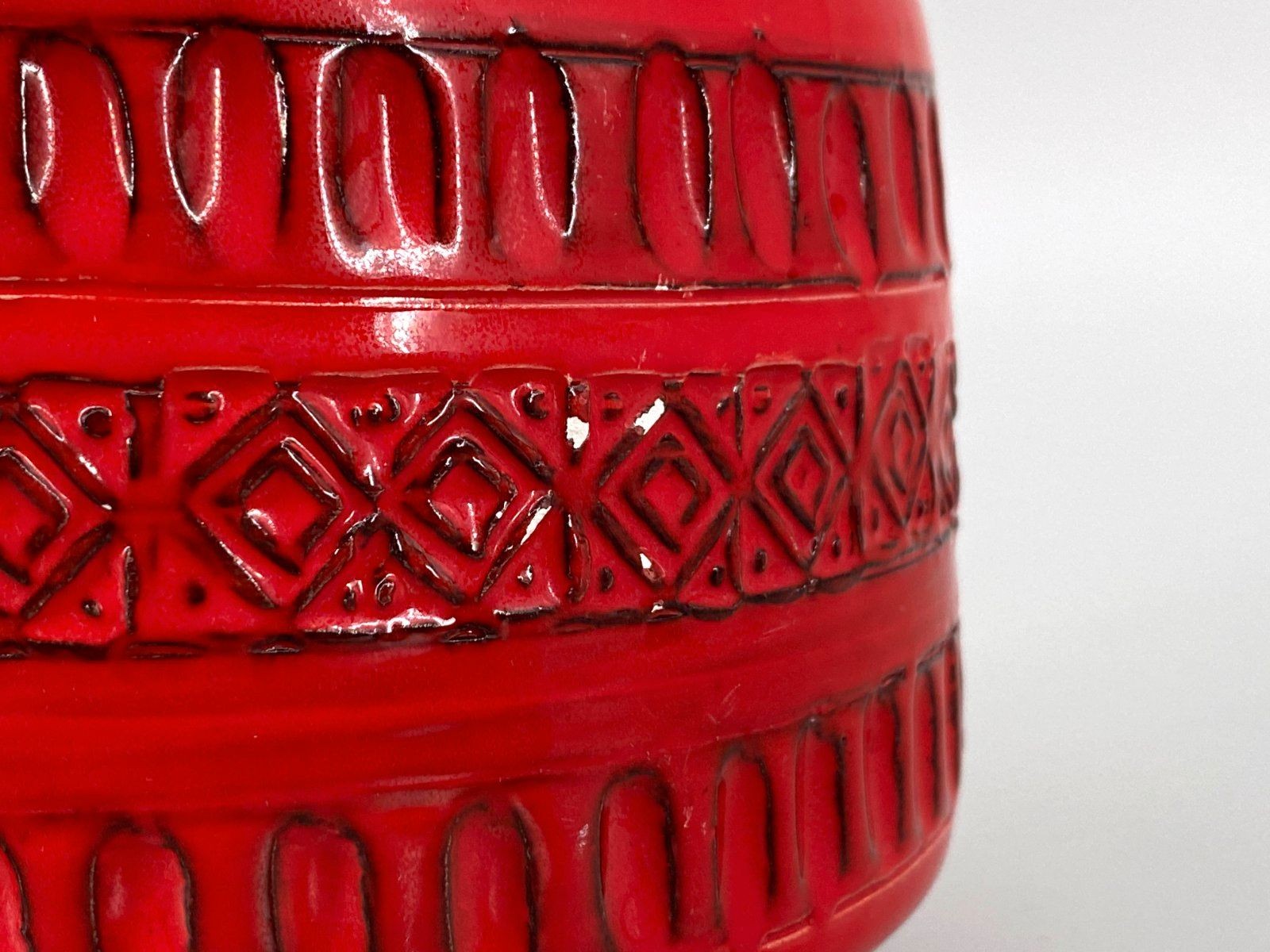 * VASE ITALY POTTERY BITOSSI LONDI ROT GEOMETRIE VINTAGE 60er