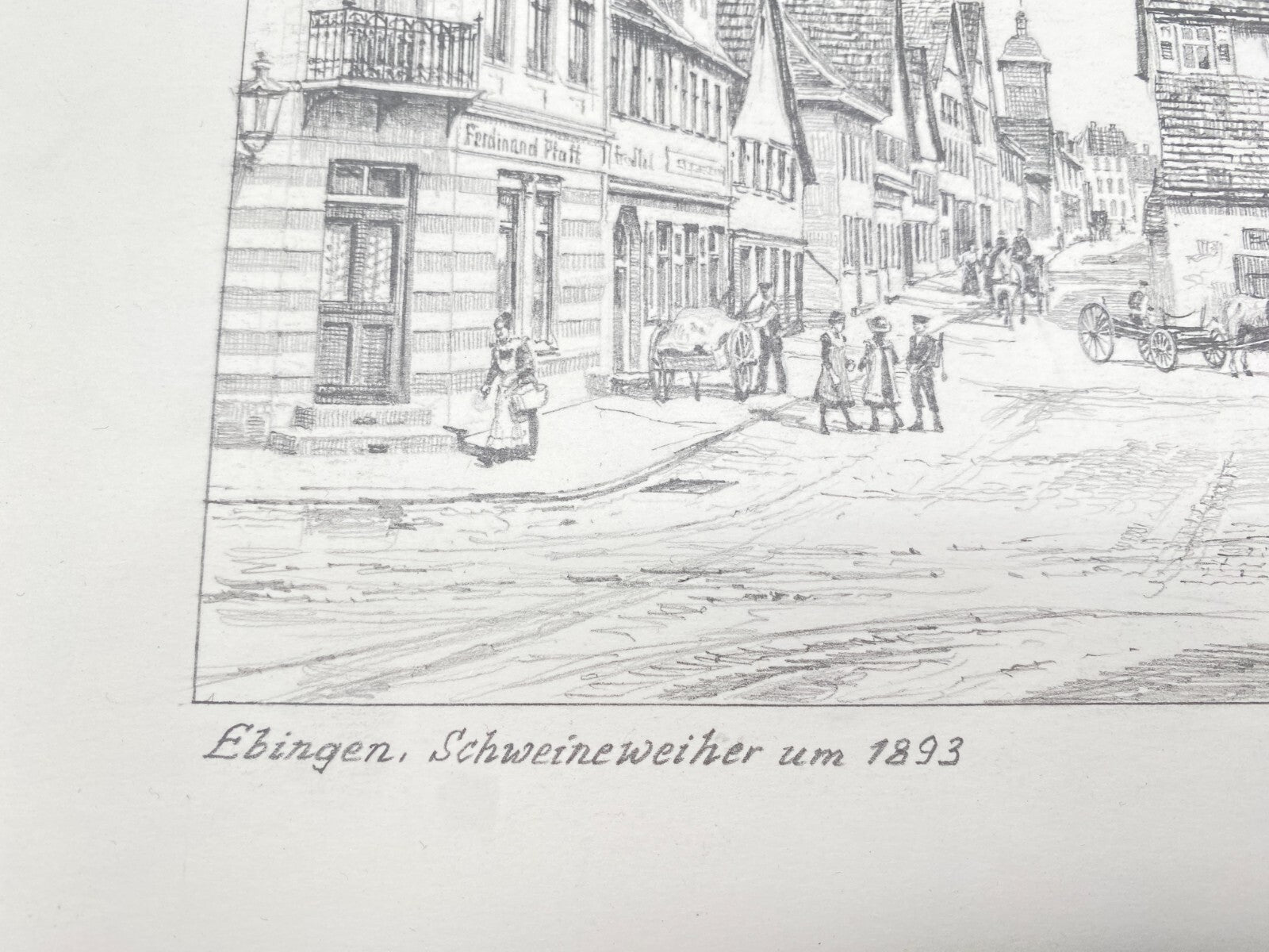 DEUTSCHER KÜNSTLER HEINZ WEHLISCH ZEICHNUNG EBINGEN SCHWEINEWEIHER HANDSIGNIERT