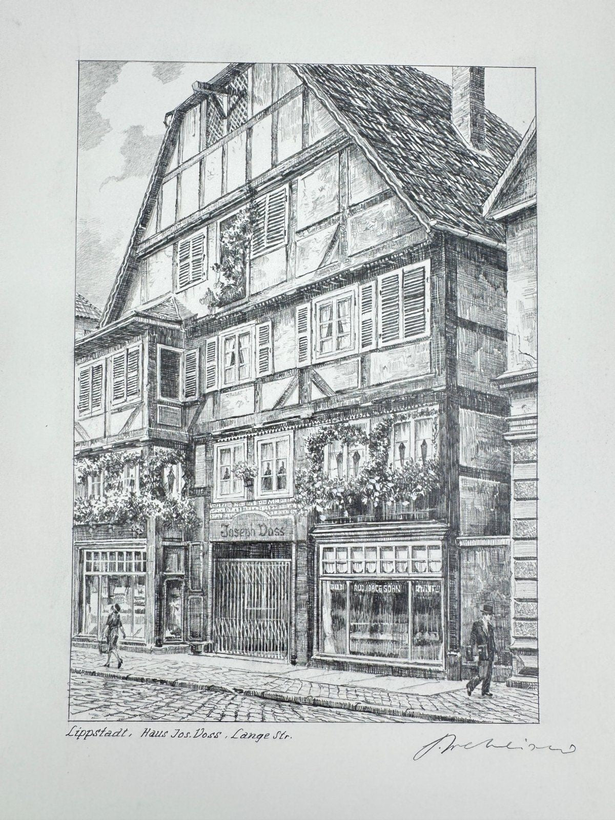 * HEINZ WEHLISCH ZEICHNUNG LIPPSTADT HAUS JOSEP VOSS LANGE STRAßE ANSICHT