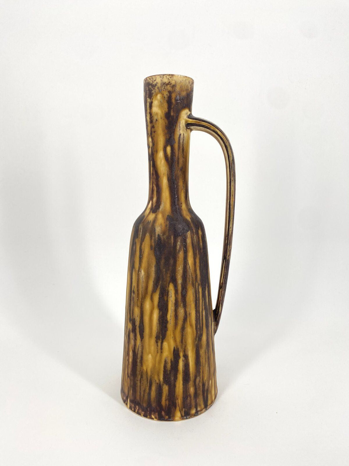 * KERAMIK KRUG VASE 438 LAUFGLASUR MATT BRAUN LILA 60ER VINTAGE