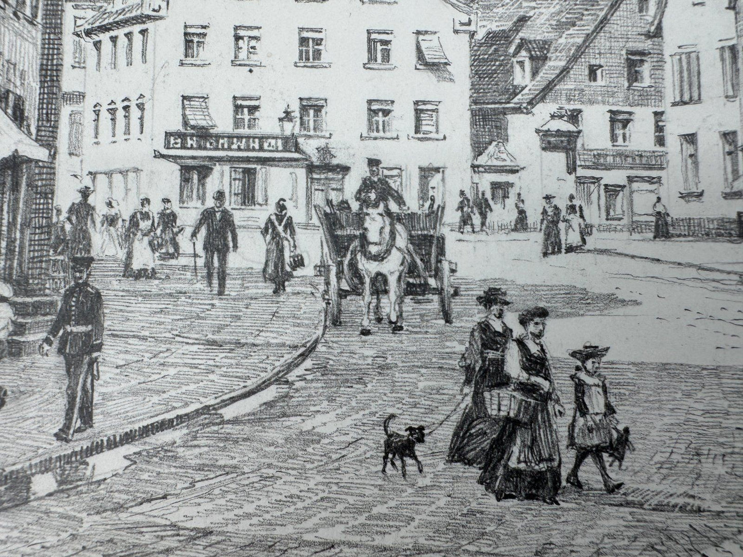 * HEINZ WEHLISCH ZEICHNUNG FÜRTH MARKT ANSICHT SIGNIERT