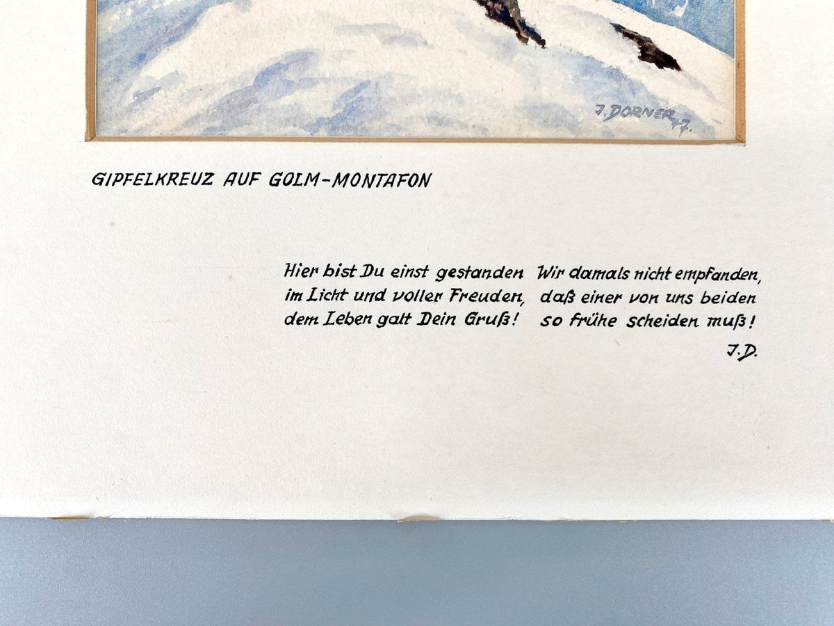 * AQUARELL GIPFELKREUZ TRAUERLYRIK ÖSTERREICH GOLM DORNER