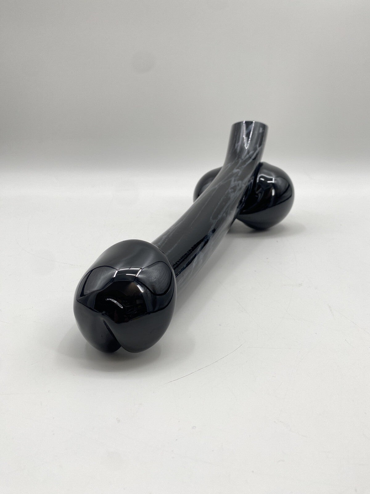 * GLAS VASE LIEGEND PHALLUS PENIS MARMORIERT HANDARBEIT MUNDGEBLASEN VINTAGE