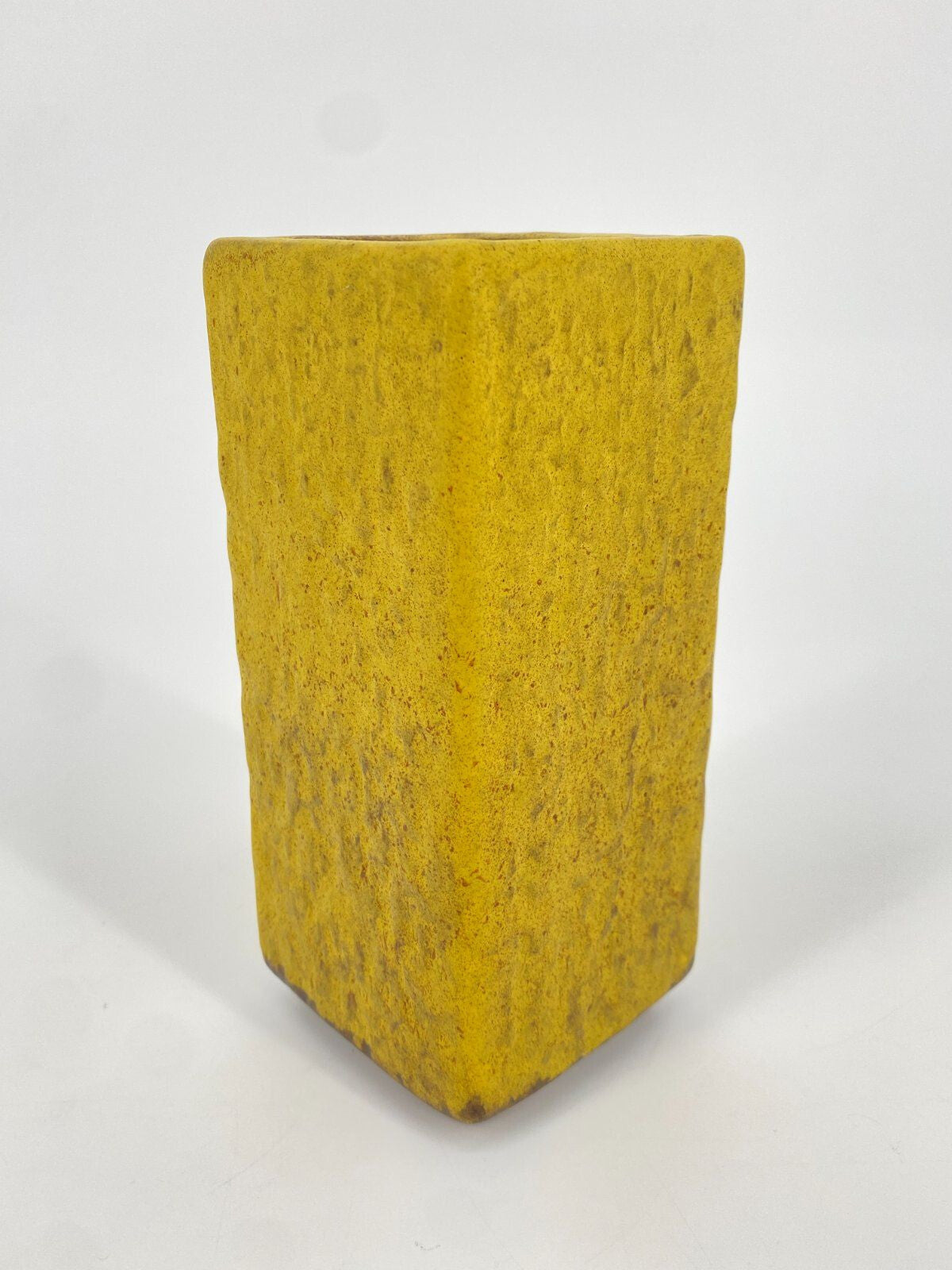 * VASE KERAMIK RECHTECKIG FAT LAVA GELB VINTAGE 70ER WEST GERMANY