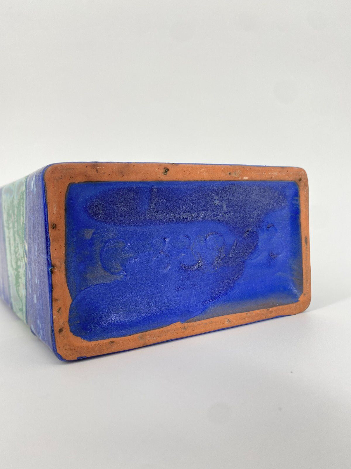 * STUDIOKERAMIK CARSTENS VASE 839/23 BLAU GRÜN ZINKKRISTALLE 70ER