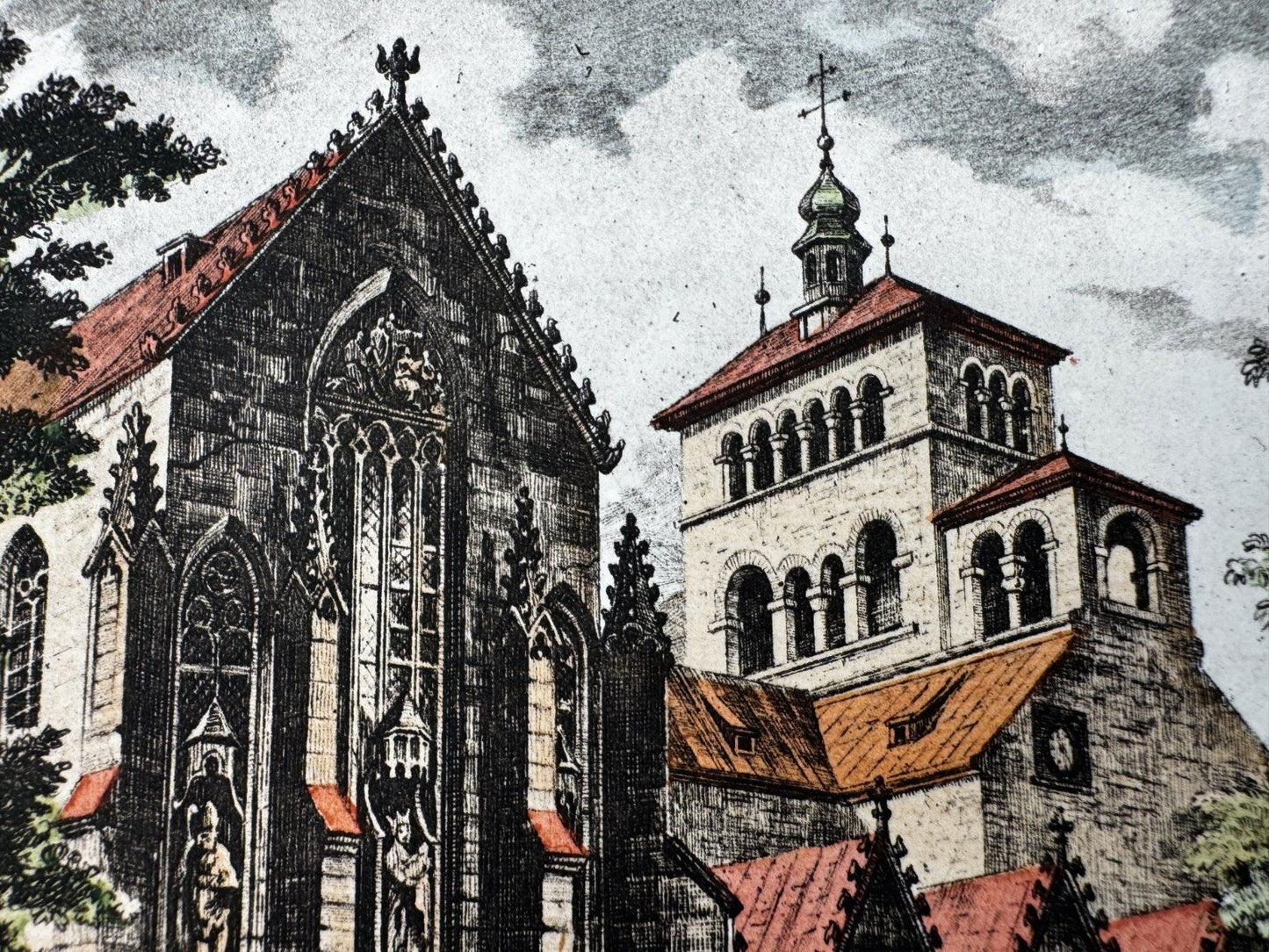 * HEINZ WEHLISCH RADIERUNG DOM ZU HILDESHEIM UM 1860 ANSICHT