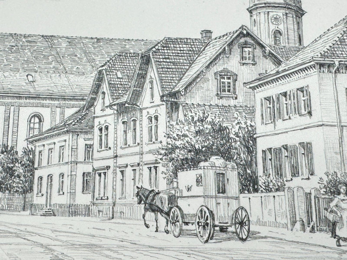 * HEINZ WEHLISCH ZEICHNUNG SCHUTTERWALD KIRCHSTRASSE ANSICHT SIGNIERT