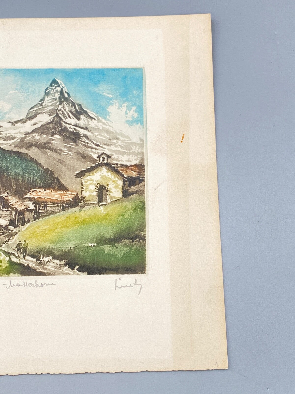 MATTERHORN DRUCK AQUARELL HANDABZUG EDITEURS ZURICH 18x 21 cm