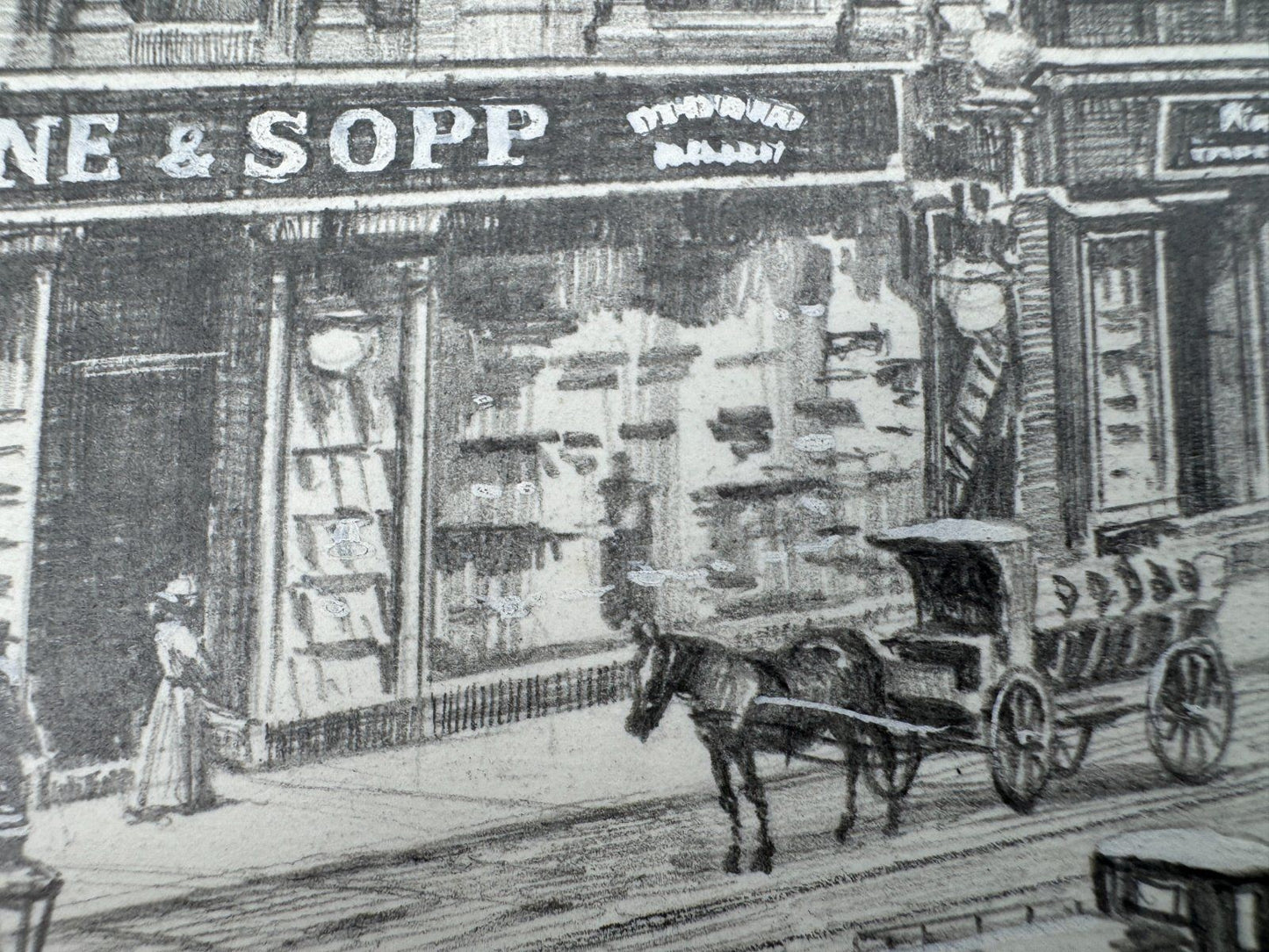 * HEINZ WEHLISCH ZEICHNUNG GELSENKIRCHEN NEUMARKT UM 1900 ANSICHT