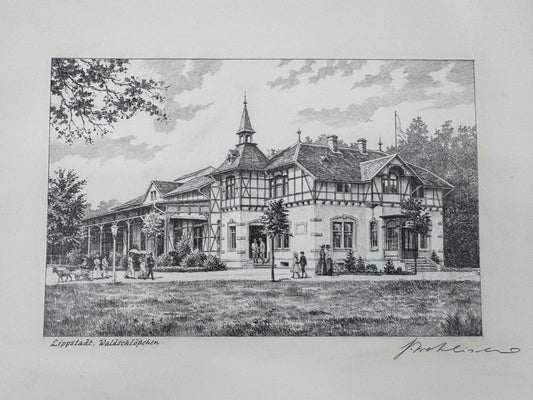 * HEINZ WEHLISCH ZEICHNUNG LIPPSTADT WALDSCHLÖSSCHEN ANSICHT SIGNIERT