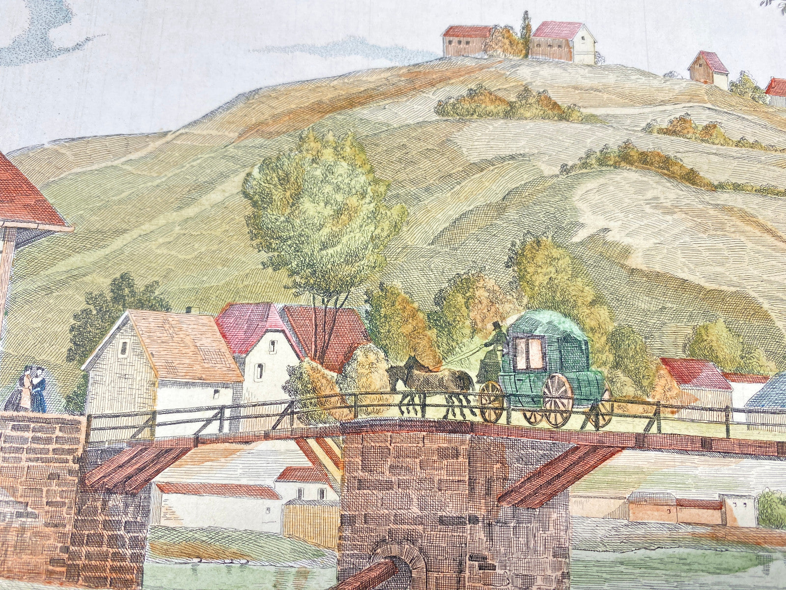 DEUTSCHER KÜNSTLER HEINZ WEHLISCH RADIERUNG KOLORIERT BURG AN DER WUPPER 1840
