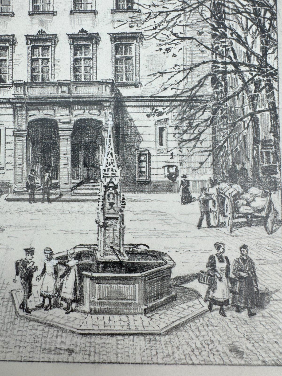 * HEINZ WEHLISCH ZEICHNUNG DURLACH MARKTPLATZ SIGNIERT