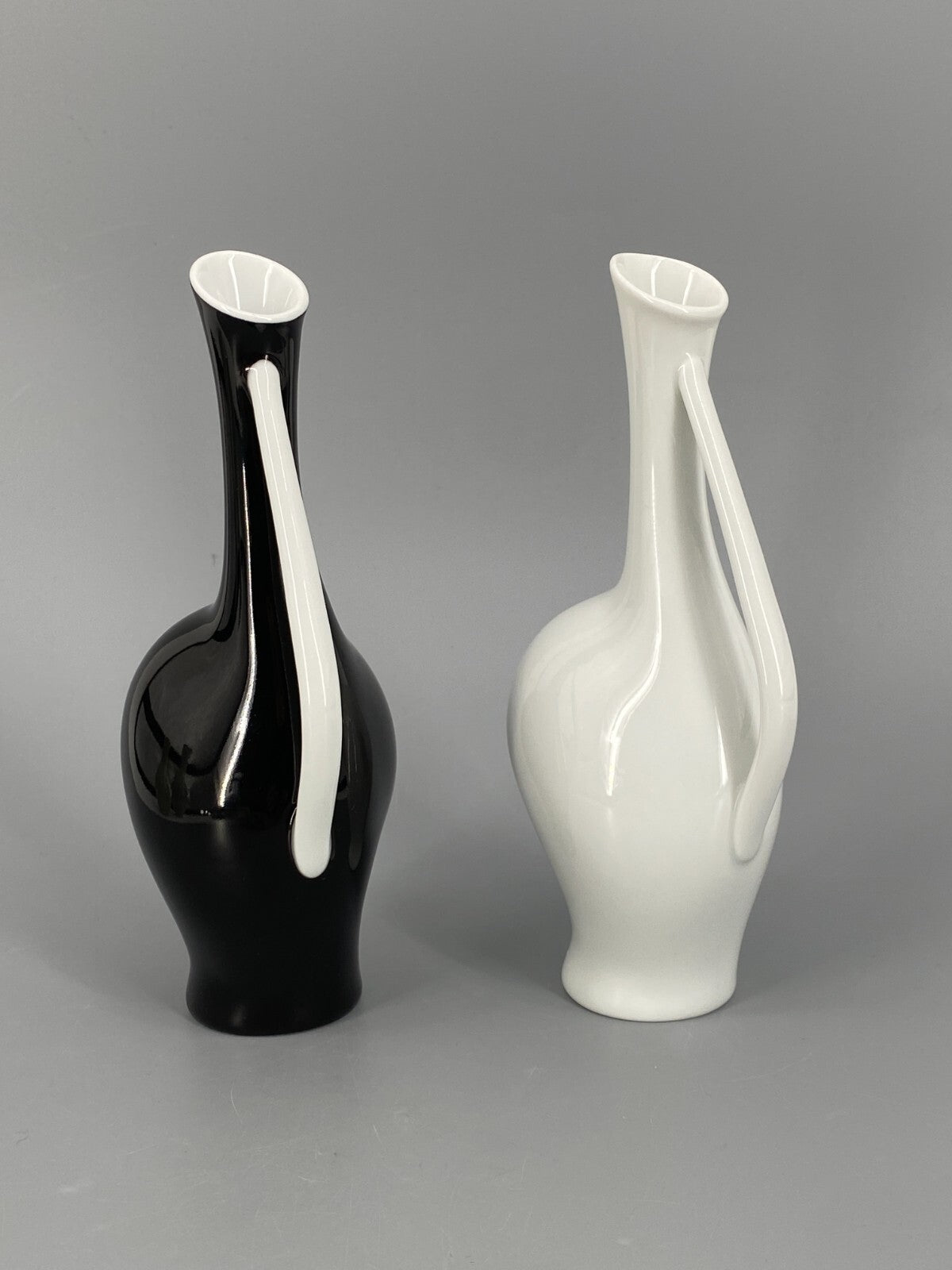 * PAAR VASEN VASE SCHWANGERE LUISE FRITZ HEIDENREICH SCHWARZ WEIß VINTAGE 50ER