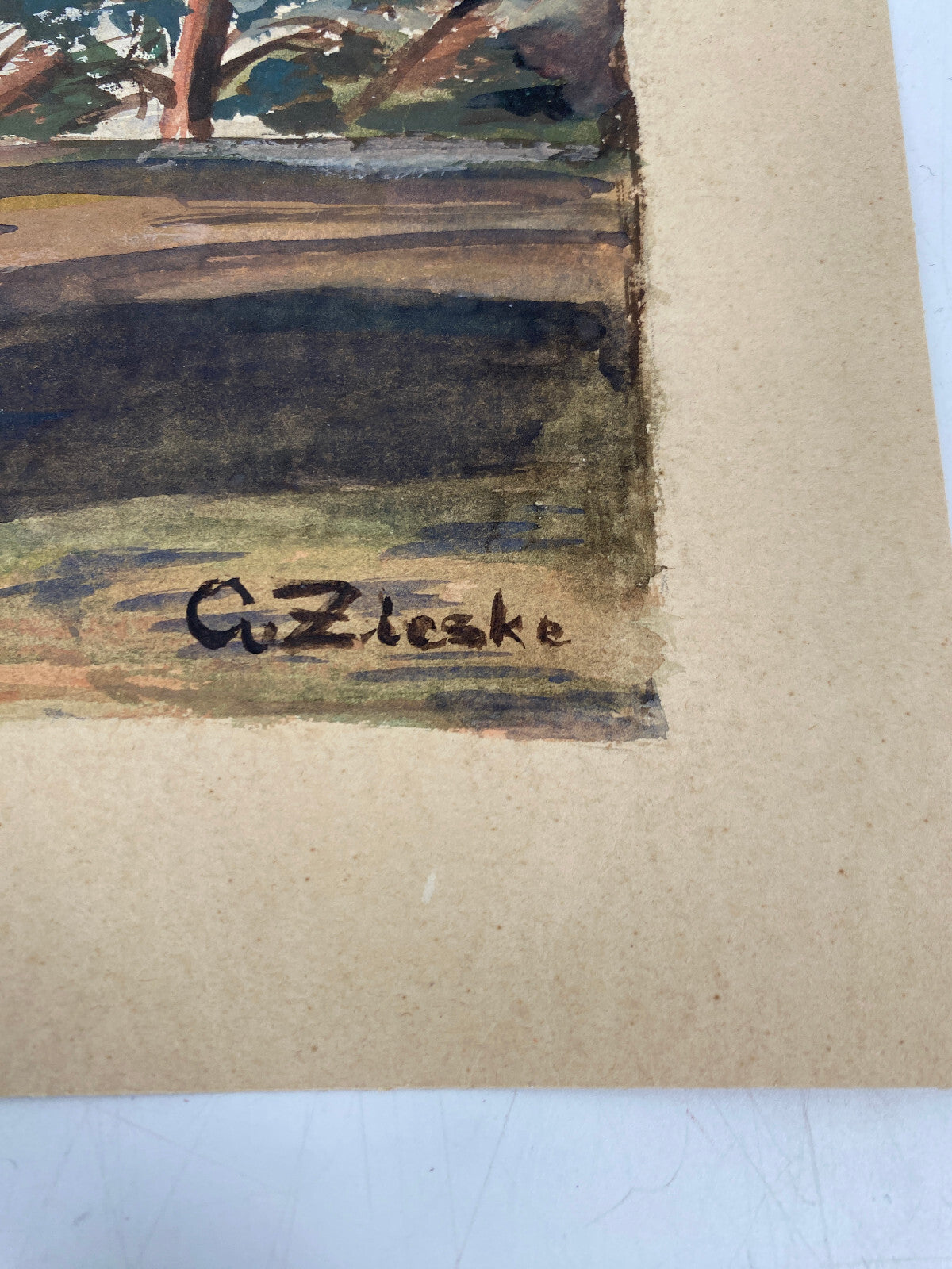 * AQUARELL OTTO ZIESKE 1902-1985 GRUNEWALDTURM HAVEL LANDSCHAFT KIEFERN UFER