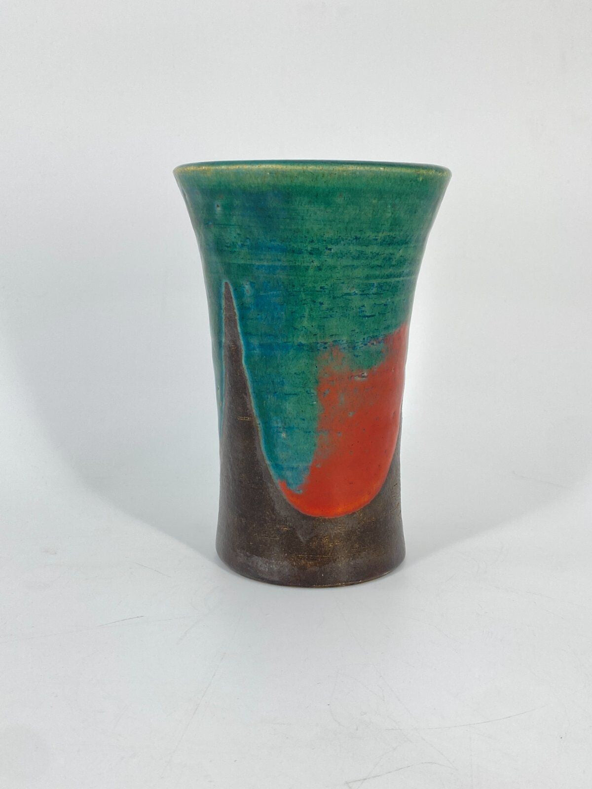 * STUDIOKERAMIK VASE TROMPETEN TRICHTER FORM VINTAGE KERAMIK