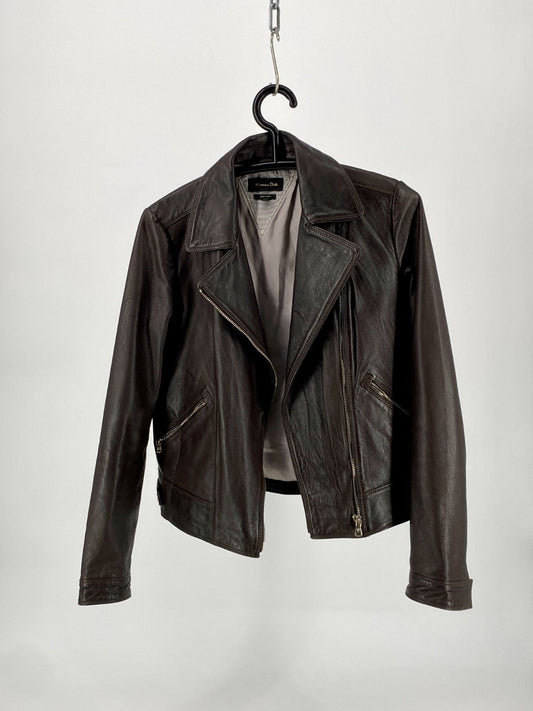 * LEDERJACKE BIKERJACKE M/S MASSIMO DUTTI DUNKELBRAUN SEHR WEICH