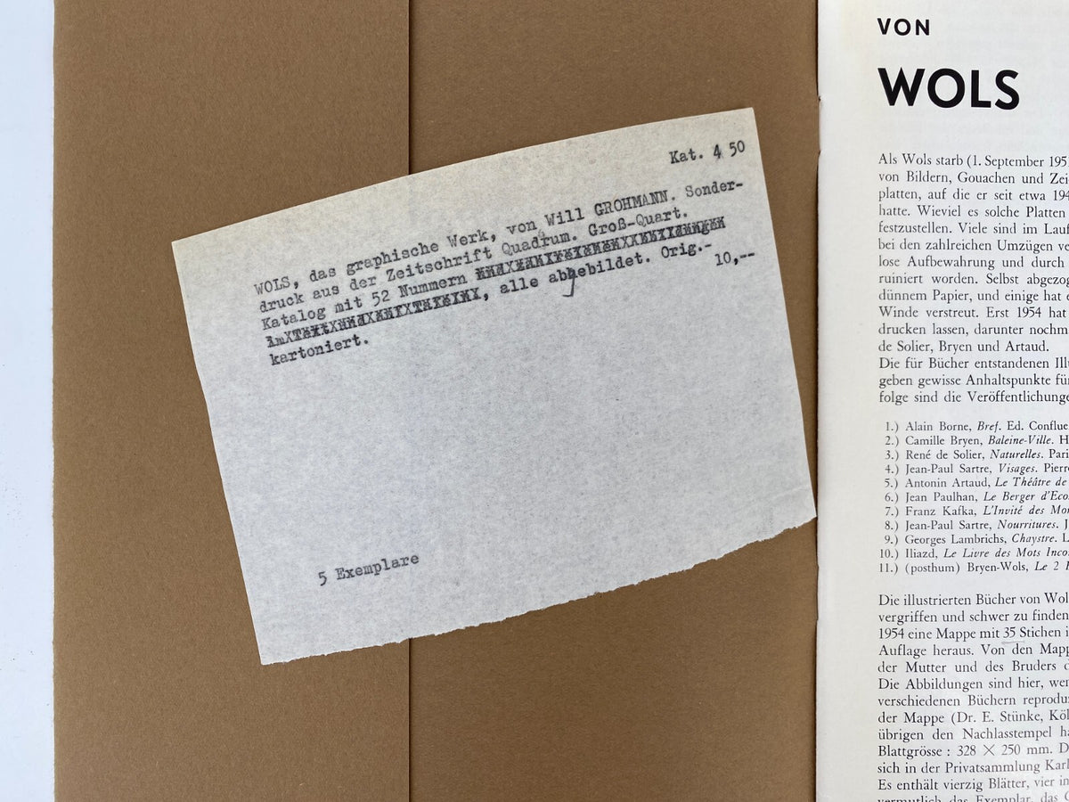 * WOLS DAS GRAPHISCHE WERK BUCH 1959 GALERIE DER SPIEGEL WILL GROHMANN RARITÄT