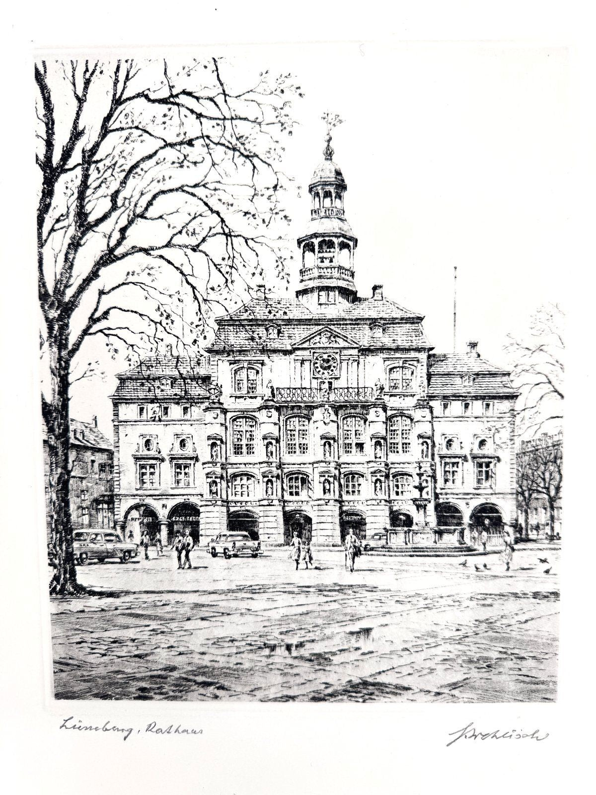 * GRAFIK DRUCKGRAFIK LÜNEBURG RATHAUS 50ER ANSICHT WEHLISCH