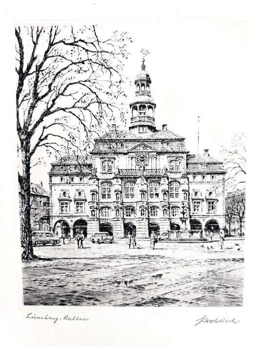 * GRAFIK DRUCKGRAFIK LÜNEBURG RATHAUS 50ER ANSICHT WEHLISCH