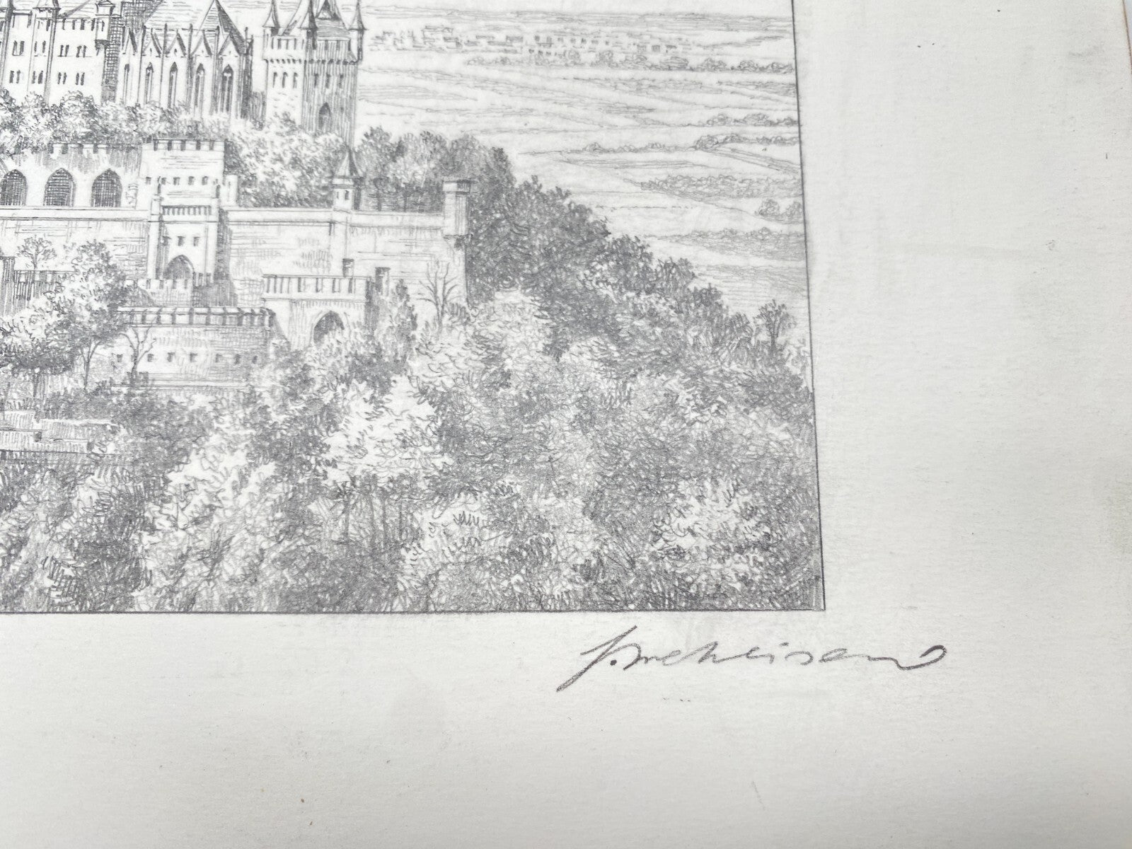 DEUTSCHER KÜNSTLER HEINZ WEHLISCH ZEICHNUNG BURG HOHENZOLLERN HECHINGEN SIGNIERT