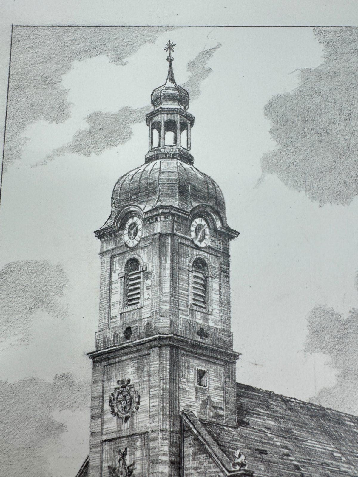 * HEINZ WEHLISCH ZEICHNUNG STOPFENHEIM KIRCHE ST AUGUSTINUS ANSIC