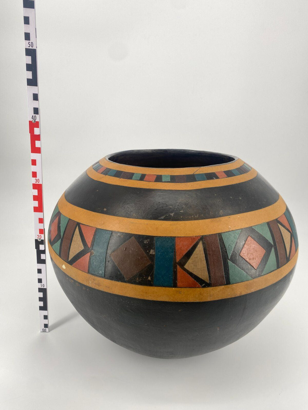 * VASE AFRIKA KERAMIK GROß BODENVASE HANDARBEIT ORNAMENT VINTAGE