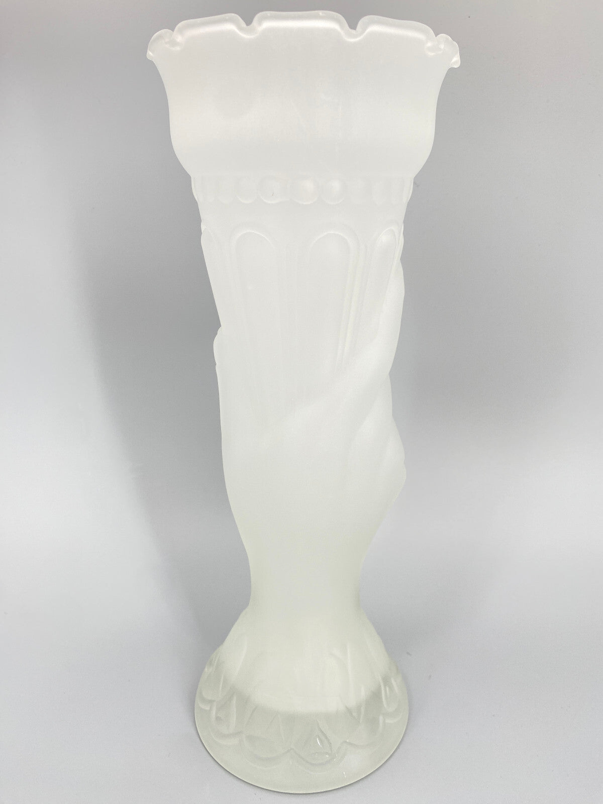 * VASE CORNUCOPIA VASE HAND OPAL SATIN GLAS FACKEL TRINKHORN WEISS