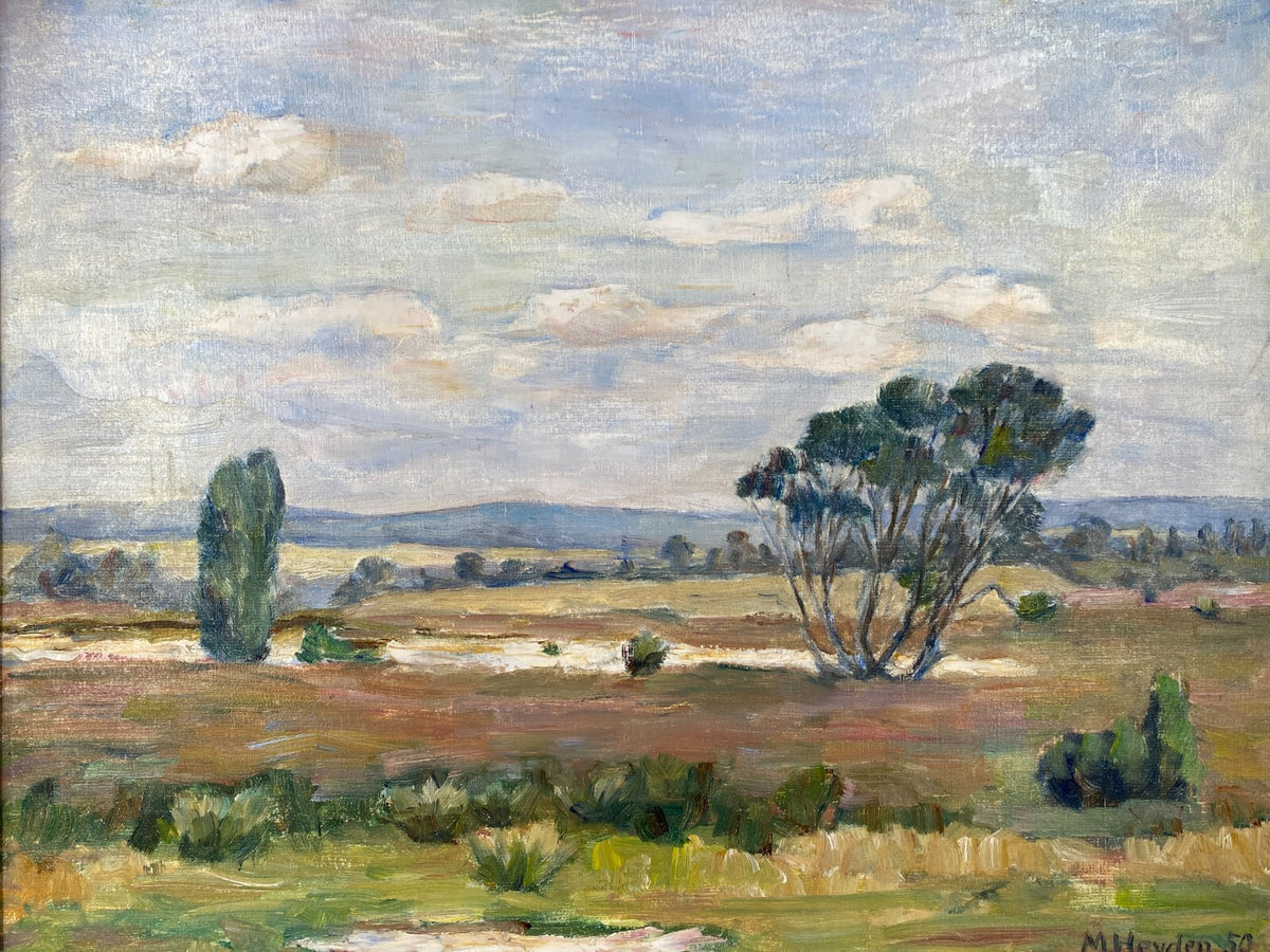 * ÖLGEMÄLDE LANDSCHAFT M. HEYDEN SIGNIERT 1950 50ER GERAHMT VINTAGE
