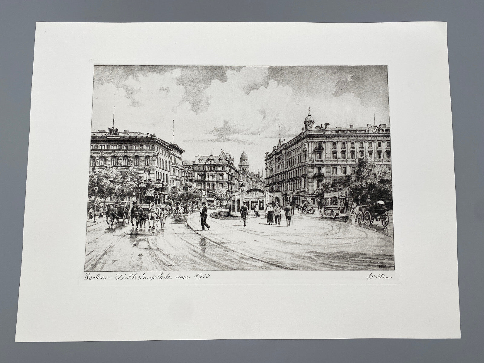 * DEUTSCHER KÜNSTLER HEINZ WEHLISCH RADIERUNG BERLIN WILHELMPLATZ UM 1910 GRAFIK