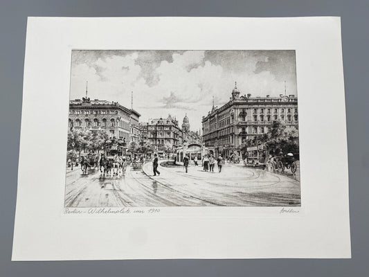 * DEUTSCHER KÜNSTLER HEINZ WEHLISCH RADIERUNG BERLIN WILHELMPLATZ UM 1910 GRAFIK