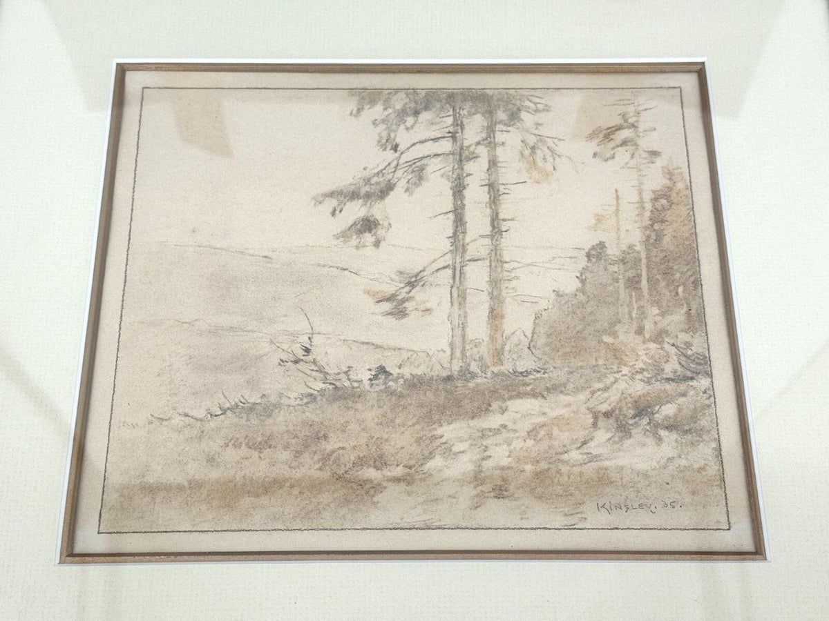 *ZEICHNUNG NELSON KINSLEY WALDLANDSCHAFT 1935 SIGNIERT GRAFIK