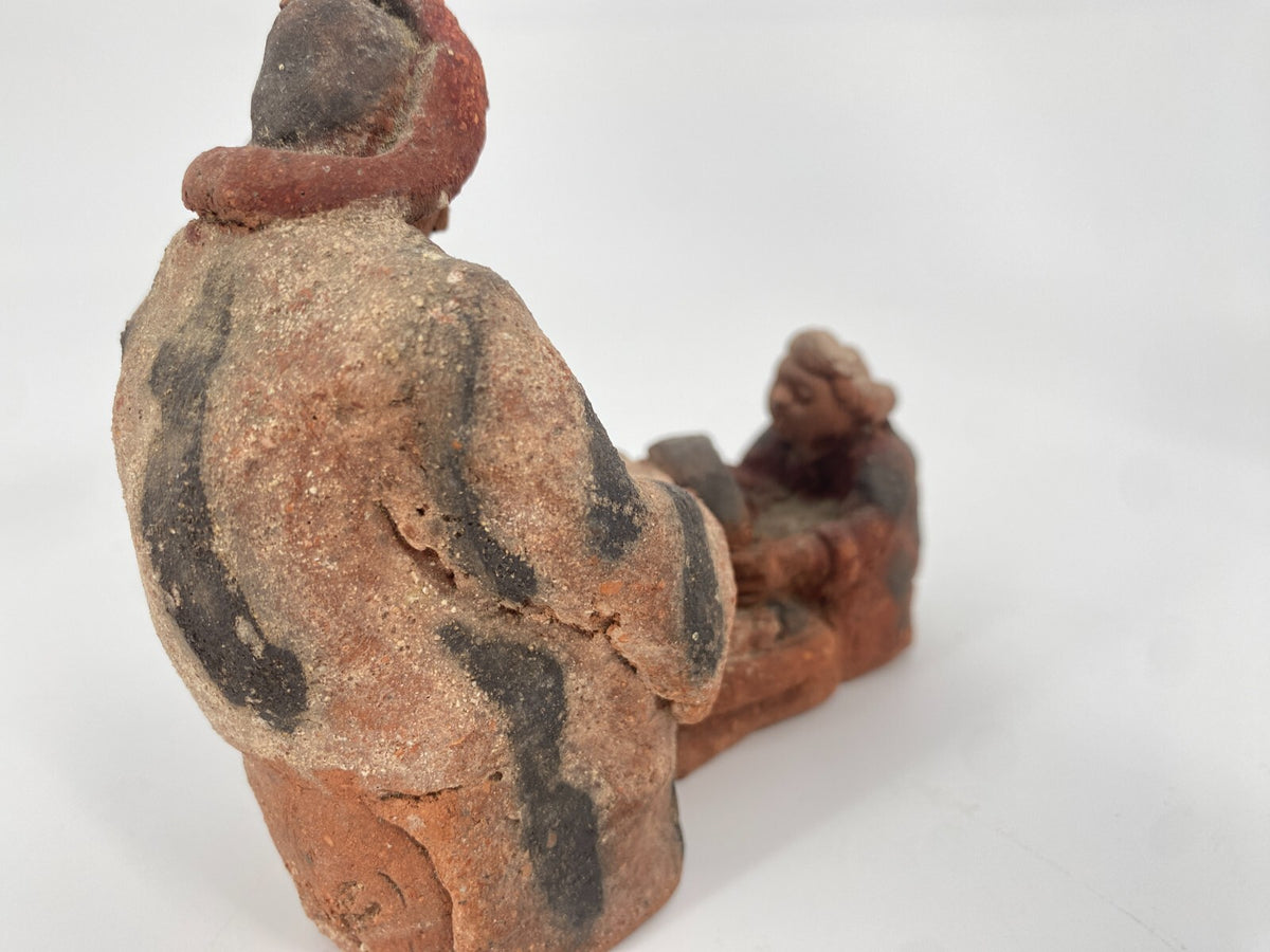 * 2 STK KERAMIK FIGUR STATUETTE ÄGYPTEN  TERRAKOTTA TON HANDARBEIT VINTAGE