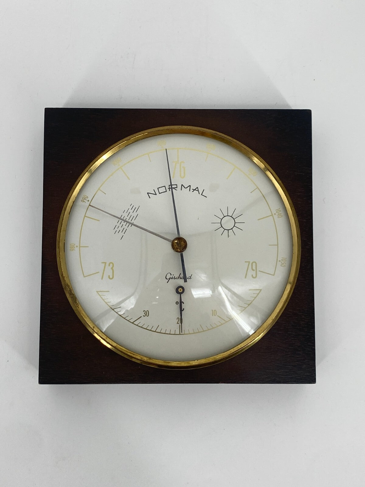 * WETTERSTATION GISCHARD BAROMETER THERMOMETER HOLZ VINTAGE
